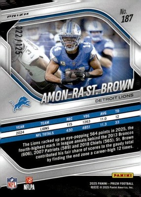 2025 Panini Prizm #187 Amon-Ra St. Brown Purple #/125 | eBay