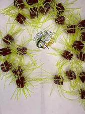 Fuzzy Dice bait  Red with Blue glitters wigglers chartreuse with rattles Bin 102