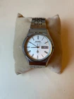 Seiko King Quartz 0853-8005 Vintage Day Date Silver Round Quartz Mens Watch
