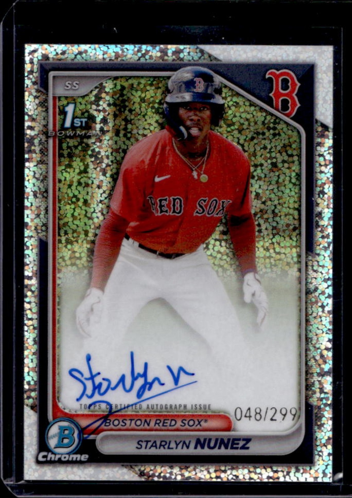 2024 Bowman Chrome Starlyn Nunez Auto Speckle Refractor 1st #48/299