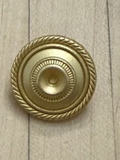 Vintage Gold Color Metal Shank Button Round With Concave Center Rim