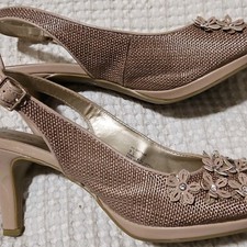 Karen Scott Embelished Slingback Floral Rhinestone Peep Toe Heels Women's 9.5