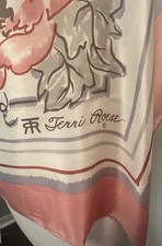 STUNNING TERRI ROESE Rayon/Silk Pink Floral Scarf - Vintage - Japan - Perfect 