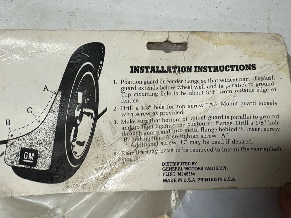 Protectores contra salpicaduras de guardabarros blancos para Chevy Camaro Z28 OEM GM #998566 TPI 5,7 como nuevo 82-92 Foto 2 de 3