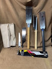 Set of Gyokucho saws in roll 3 handles 4 saw blades 2 in packages Japanese saws