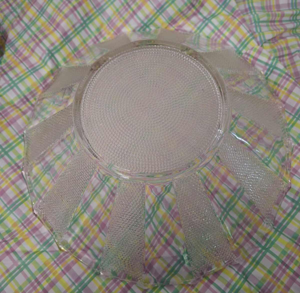 Vintage Jeannette Glass Clear Dew Drop 10" Serving Bowl