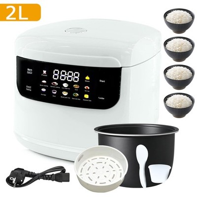 Reiskocher Edelstahlbeschichtung Rice Cooker 2 L Multikocher Dampfgarer Löffel