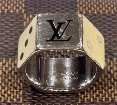 Louis Vuitton Gamble Ring Würfel Silber Platte L Größe 10 US