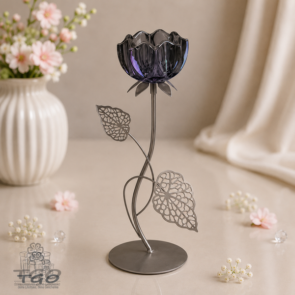 Formano Teelichthalter Leuchter BlüTe Rauch Silbernes Metall- 636072G-image