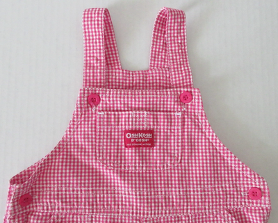 Oshkosh B'Gosh Vestbak Overalls Shortall Pink Gingham 18 Mos Baby