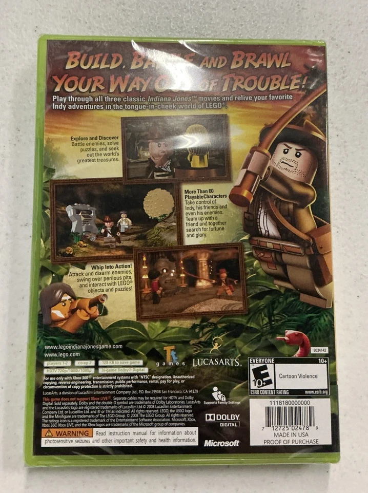 Lego Indiana Jones The Original Adventures Xbox 360 Brand New Sealed -- S2G -- - Image 2 of 2