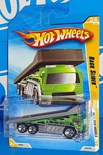 Hot Wheels 2010 New Models #24 Back Slider Mtflk Green w/ 5SPs Tow Truck