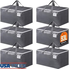 Heavy Duty Storage Bags Zippered Collapsible Totes W/ Tag Pocket Water Resistant