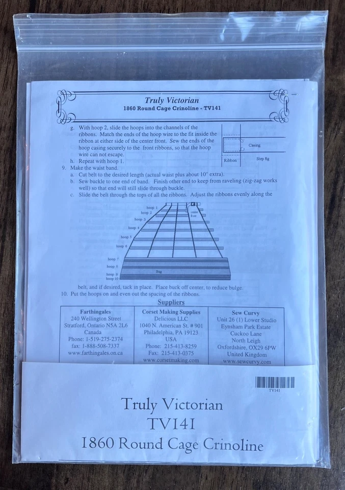 Truly Victorian TV141 Round Cage Crinoline 1860 Sewing Pattern Sz: M Lg Xlg - Image 3 of 3