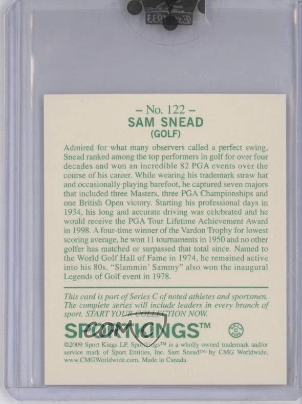 2009 Sportkings Series C Mini Sam Snead #122 - Image 2 of 2