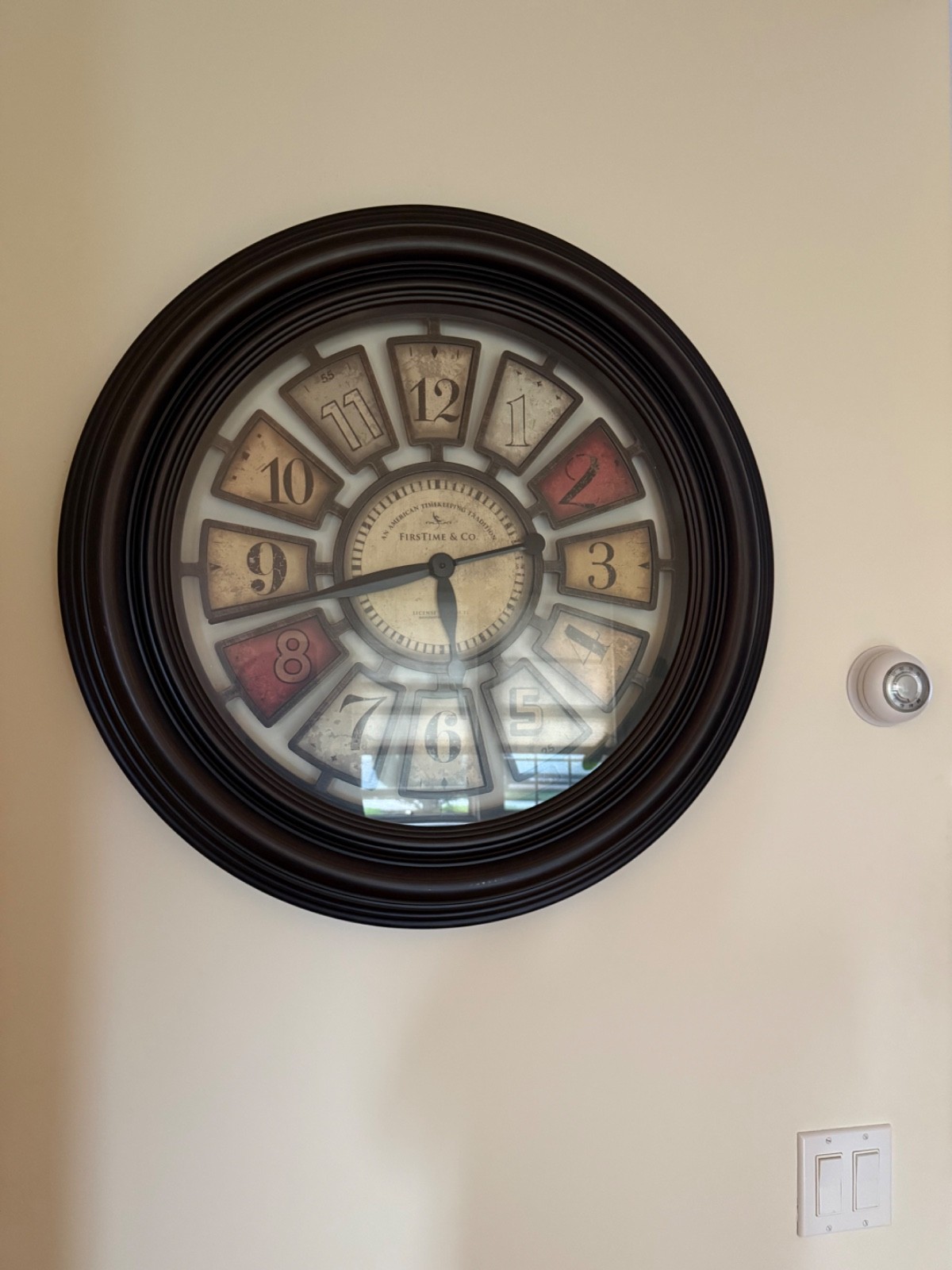 29” Vintage Style Multi Colored Round Hanging Wall Clock