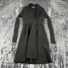 INC International Concepts Sweater Dress Women Size S Black Ribbed Wrap V-Neck