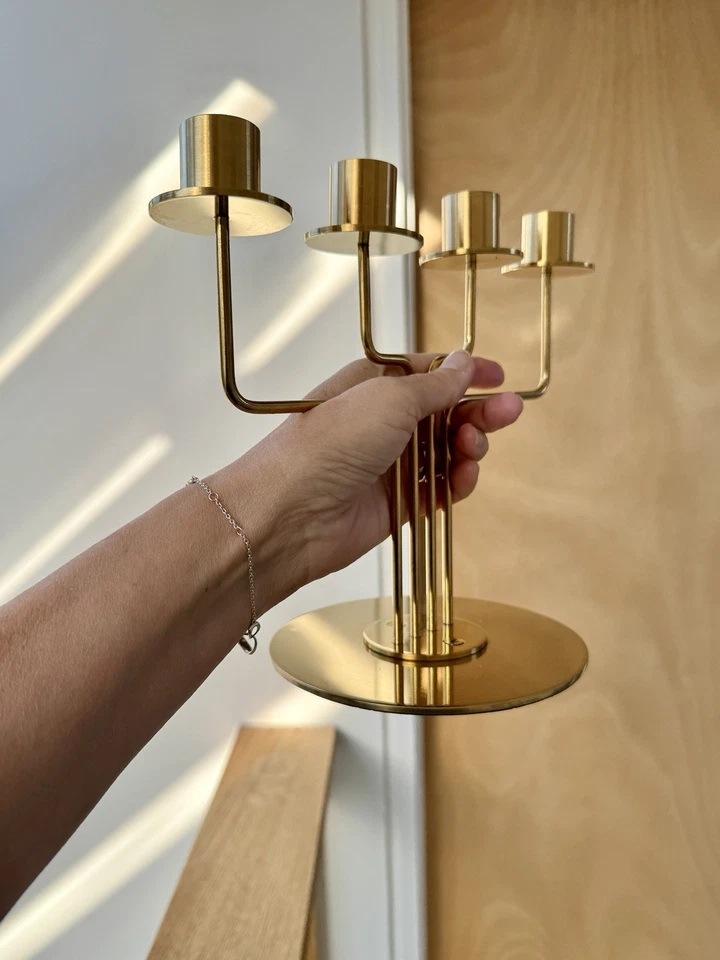 Ikea Parlband Candelabra Brass Candle Stick Holder Gold Retro Metal 4 Arm 1999 - Image 4 of 4