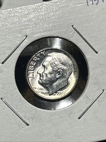 1959 P Silver Roosevelt Dime BU Free Shipping (Reverse Toner)