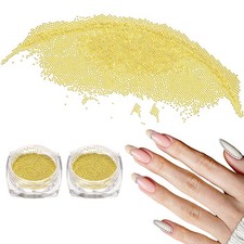 2pcs Nail Art Beads 0.02" Mini Metal Caviar Nails Beads Ball for DIY Craft, Gold