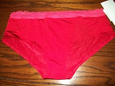 NWT RARE CALVIN KLEIN LACE  SHEEN HIPSTER PANTIES NYLON SPNDX RED D3379 3FR S