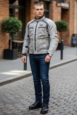 Olympia Motorcycle Jacket Men Small Gray Mesh...