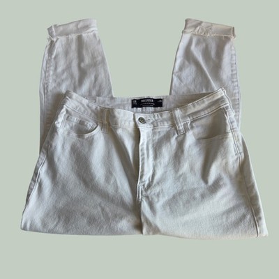Hollister High Rise Super Skinny White Capri Jeans Raw Hem 12R W31 Y2K