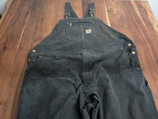 Carhartt R01 BLK Cotton Duck Bib Overalls Black Mens 54x32 Flaws