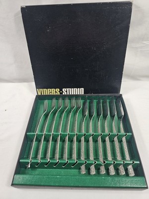 Viners Studio Rindenmesser & Gabeln ''Fischfresser'' im Originalkarton - Vintage Besteck