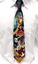Vtg? Duck Tales Mc Scrooge Neck Tie ~Car, Keys, Money Bag, Coins, Dollar Bills