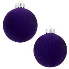 Velvet Christmas Balls Large Hanging Shatterproof Flocked Christmas Tree Orna...