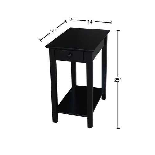 International Concepts End Table 25" H X 22" L, Rectangle Solid Wood In Black - Picture 2 of 9