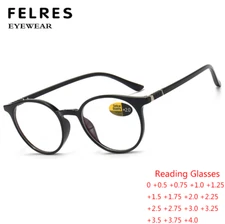 Men Women Round Blue Light Blocking Reading Glasses Fashion Presbyopic Readers 