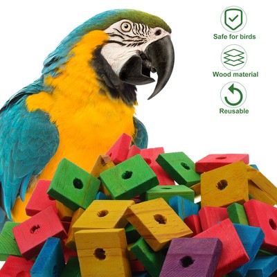 Bird Tearing Toy DIY Parrot Toys Pet Chewing Toy Wood Chip Pendant