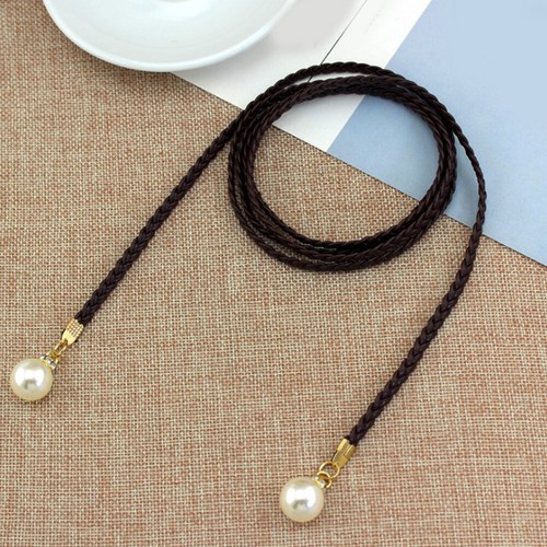 Super Thin Skinny Rope Belt Tie Up Bohemian Pearl Braided Dress Waistband Ḵ - Picture 18 of 18