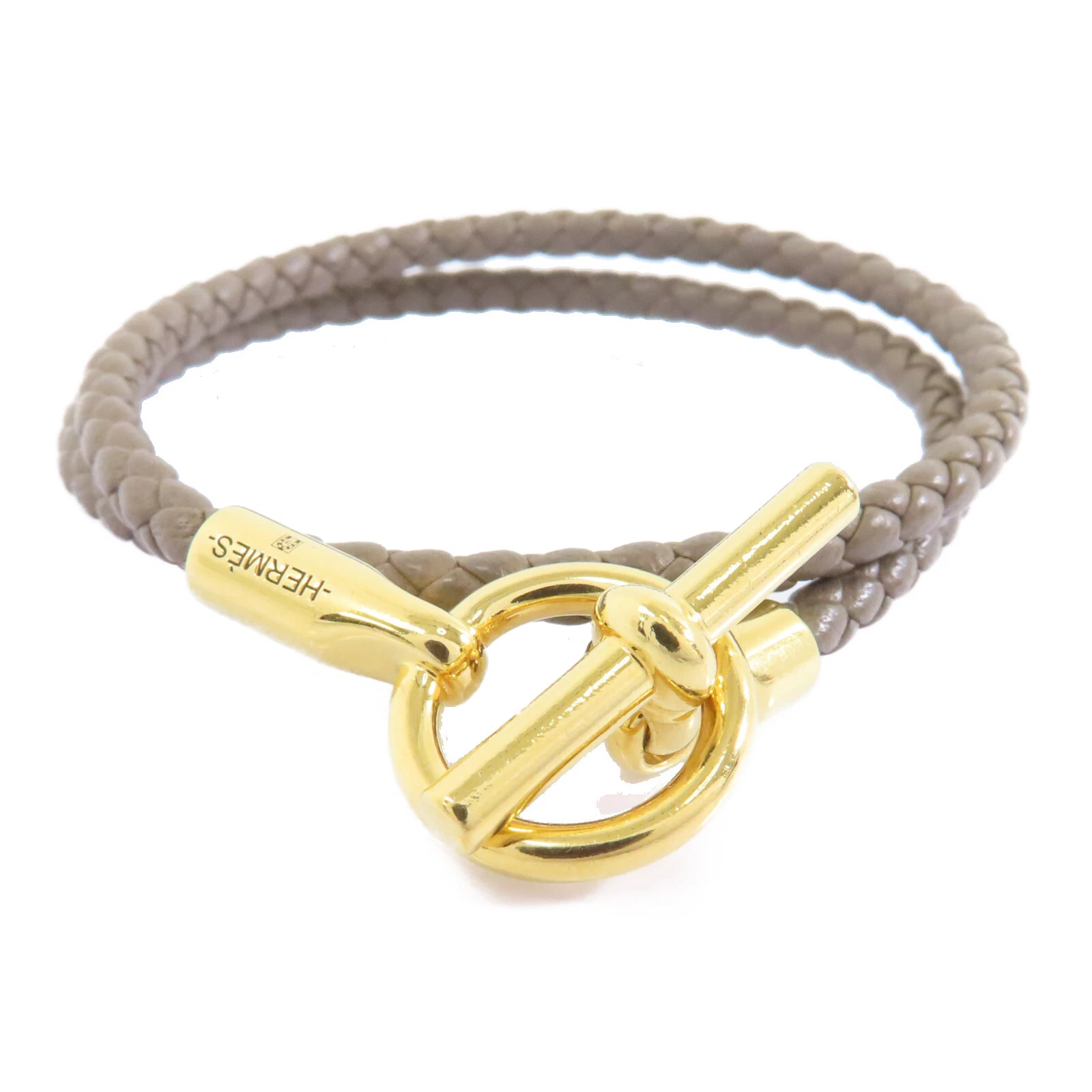 HERMÈS Accessori Bracciale HERMES Roulis Veau Swift Pelle Metallo Etoupe