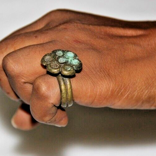 Doigt En Rond 1800's Ancien Bronze Bague Doigt Rond Floral en Relief Fait Main Vieux ...
