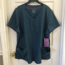 Purple Label by Healing Hands Jane Scrub Top Caribbean Green 3X NWT