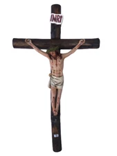 Wall Crucifx Round 28" Wood Jesus Christ Cross,Crucifijo Hecho En Mexico White