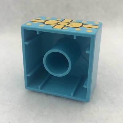 LEGO 3437pb077 Medium Azure Duplo, Brick 2 x 2 W/ Present / Gift W