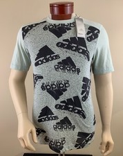 ADIDAS Men's Essentials BrandLove Logo All Over Print T-Shirt Green Size S NWT