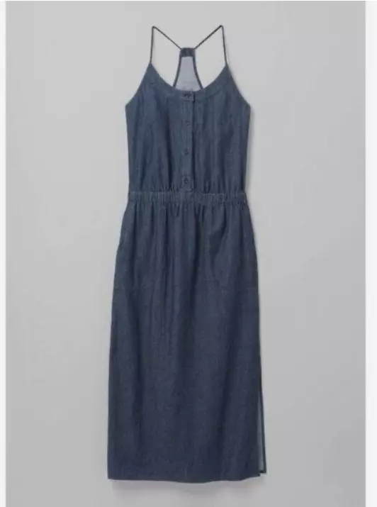 prana sleeveless midi chambray denim organic cotton 
