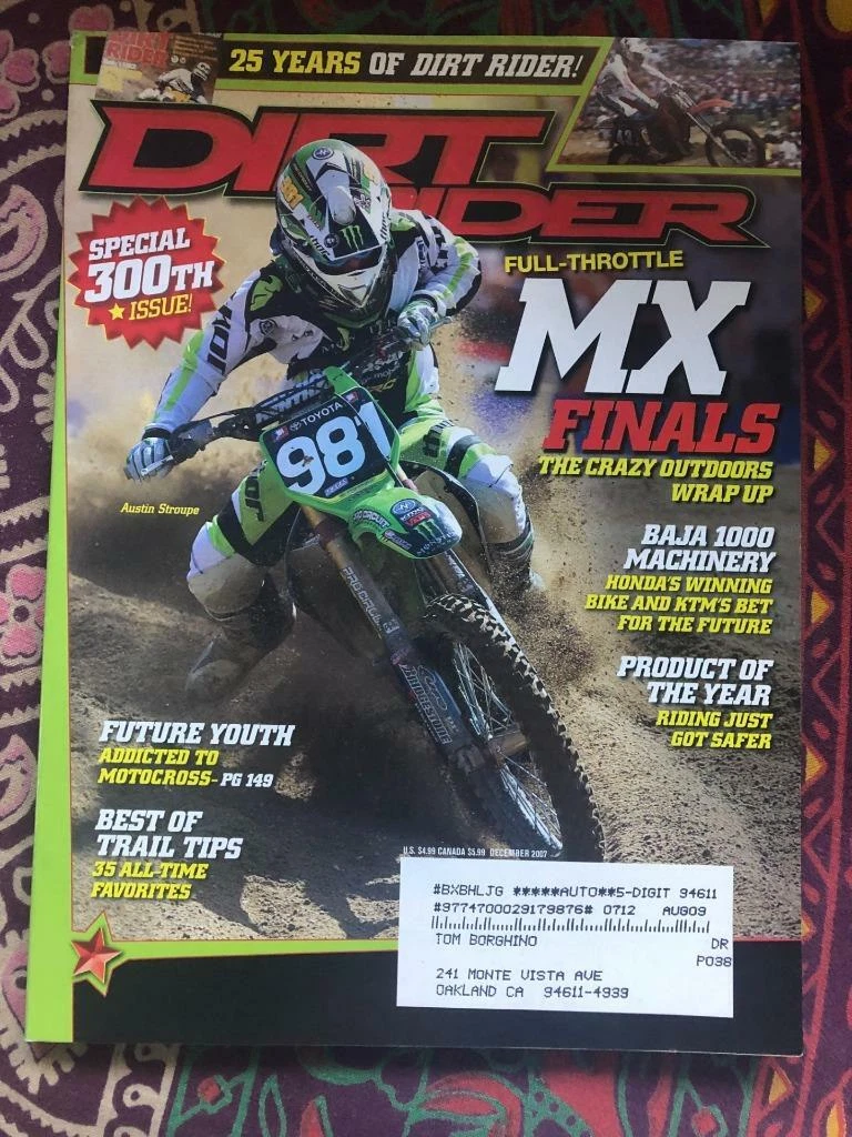 Dirt Rider Magazine 300 Dec 2007 supercross motocross ahrma honda