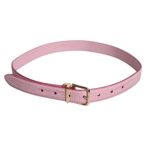 DOLCE & GABBANA Belt Pink Leather Gold Logo Metal Waist Buckle 75cm /30in 350usd - Picture 2 of 6