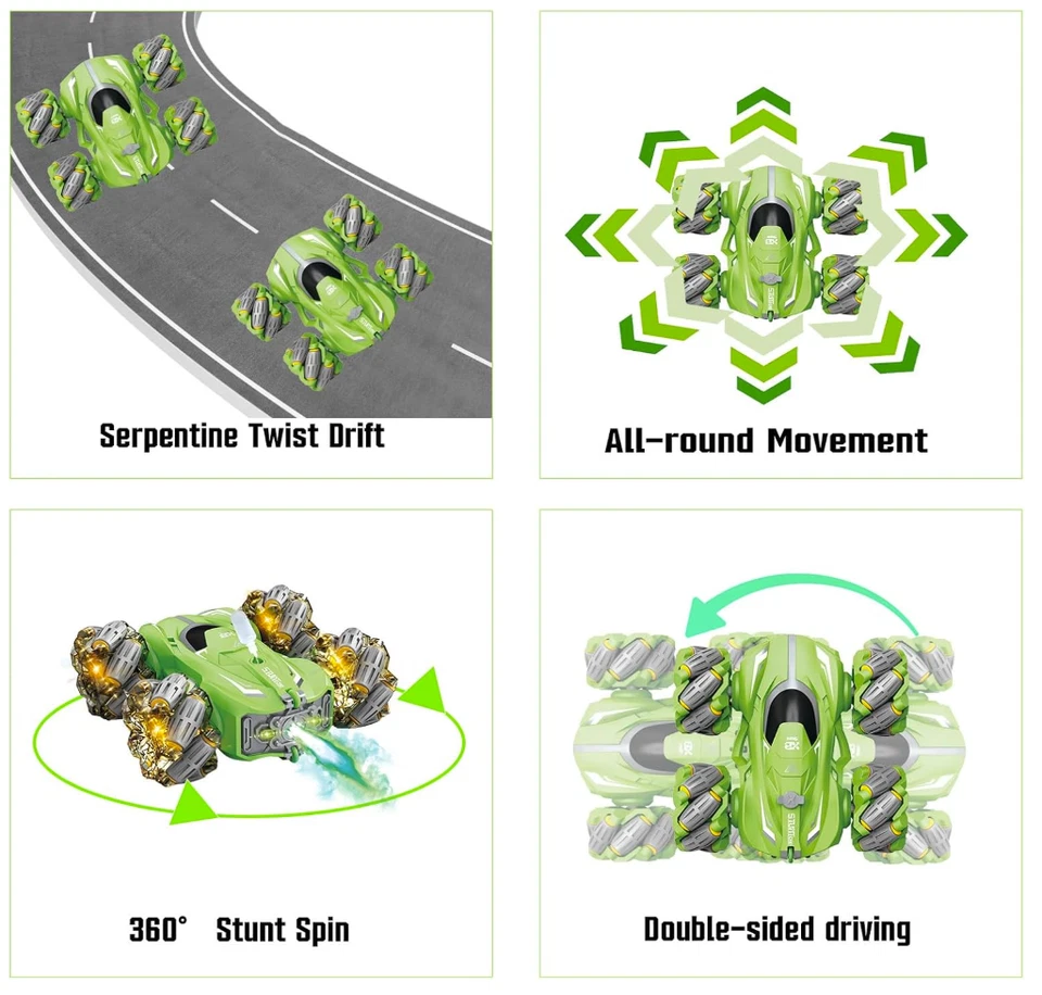 RC Stunt Car Double-Sided 4WD Drift Remote Control Vehicle Music Lights Effects - Image 3 of 4