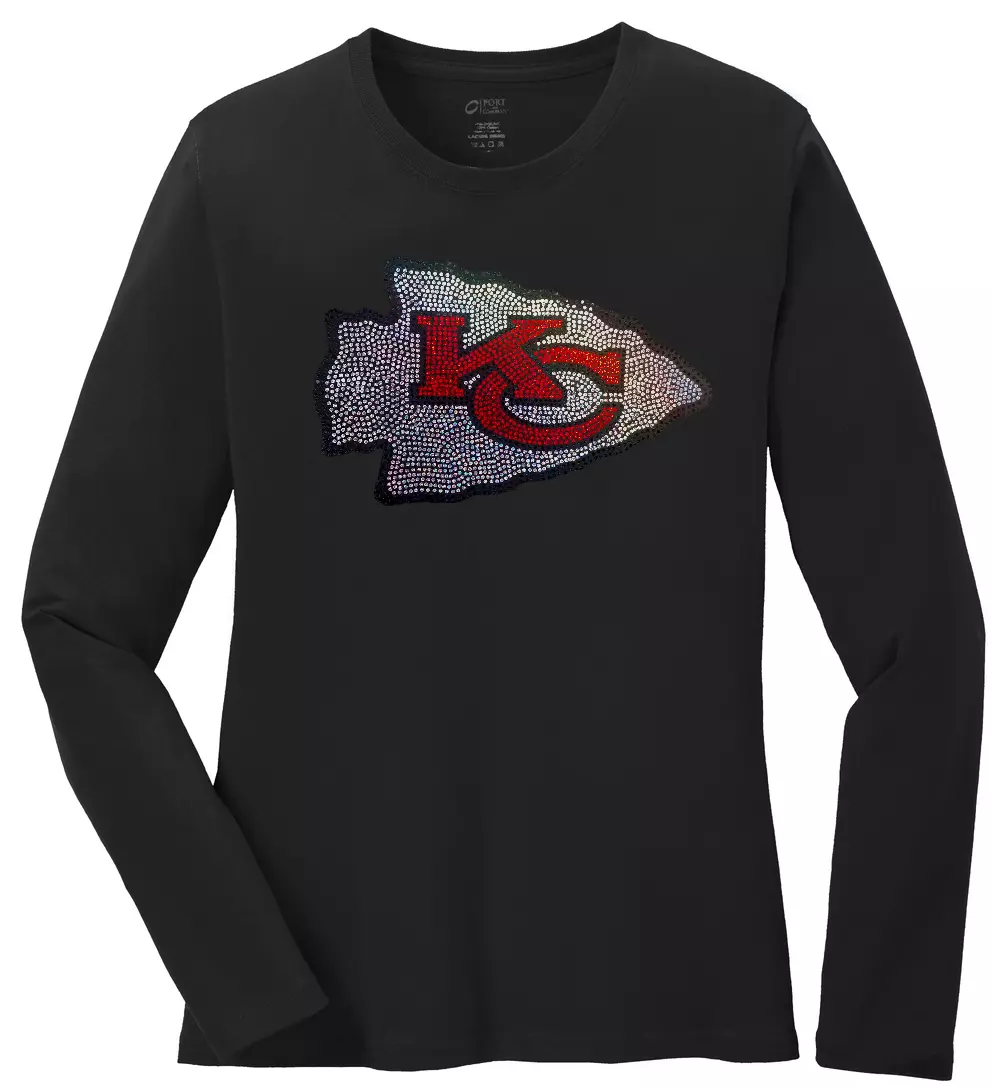 Women's Kansas City Chiefs Ladies Bling Long Sleeve Shirt T-Shirt (Size  S-4XL)