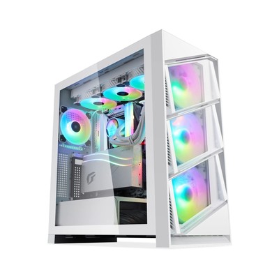 Segotep T3 White Mid-Tower ATX Gaming PC Case, Support Top & Side 360mm Radia...