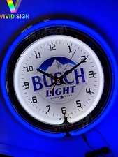 15"x15" Neon Clock Snow Mountains Beer Sign Light Lamp Garage Double Tube Glass