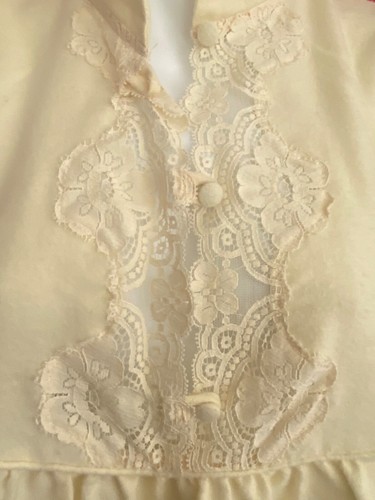 vintage**LILY OF FRANCE Flannel Long NIGHTGOWN*Long sleeve*Ivory*S - Picture 7 of 10