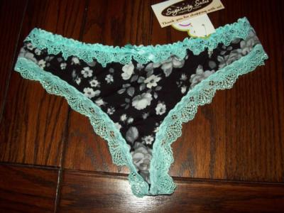 NWT JASMINE GINGER THONG PANTIES w LACE COTTON SPANDEX FLORAL DP121525 M